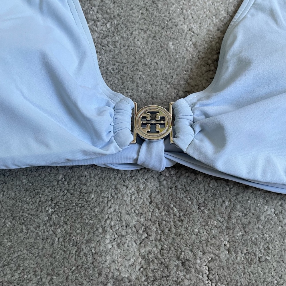 TORY BURCH Spring Blue Miller Halter Bikini Halter Top Hipster Bottom Swimsuit - Picture 7 of 10